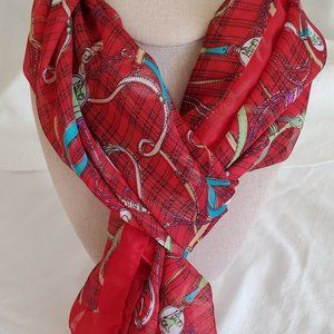 Red Jiaying Scarf Riding Horse Buggy  20" x 60"